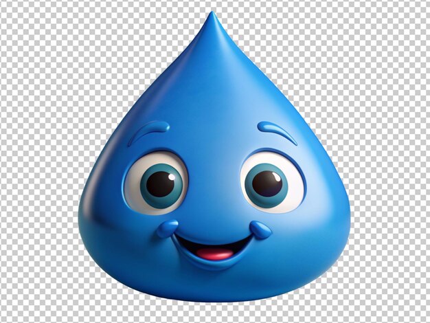 A cute cartoon water droplet with a friendly expression