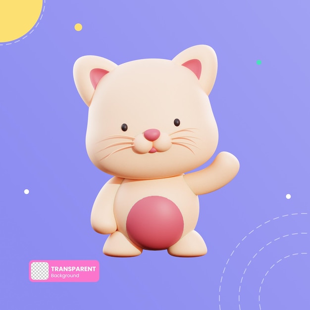 PSD 귀여운 고양이 3d 일러스트