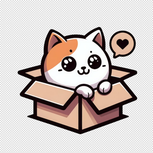 PSD un gatto carino in una scatola di cartone.