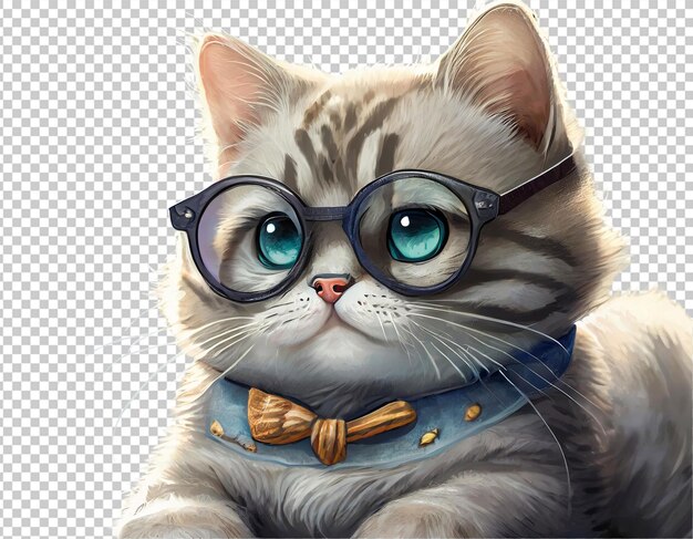 PSD Милый кот в очках вектор реалистичный портрет кошки