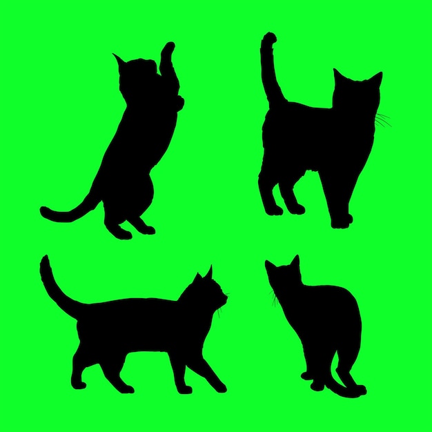 PSD cute cat pose with a green background