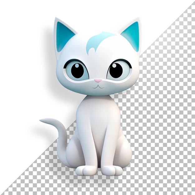 PSD 귀여운 고양이 화이트 3d