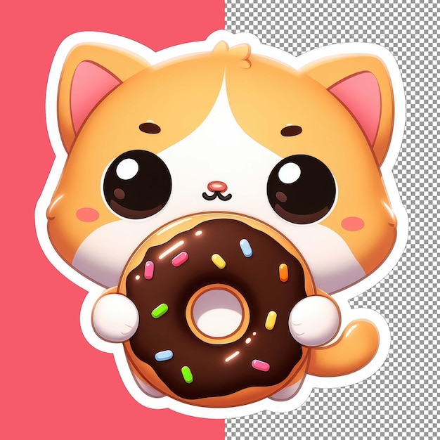 Cute cat with sprinkle donut png sticker