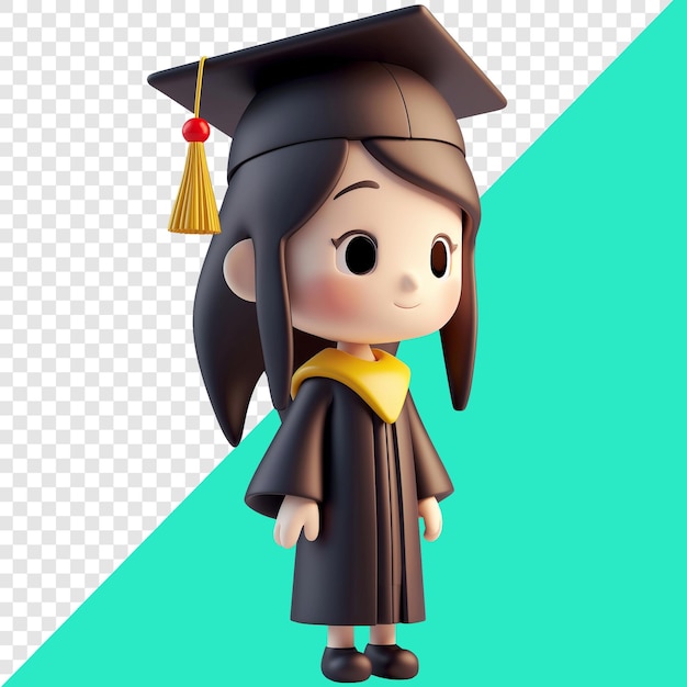 PSD cute character graduation girl 3d design suitable for education and design elements
