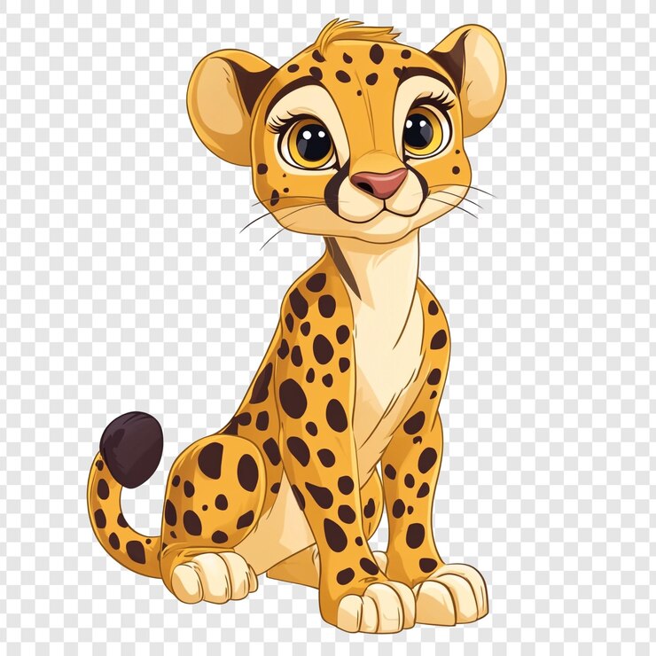 PSD cute cheetah cub cartoon illustration