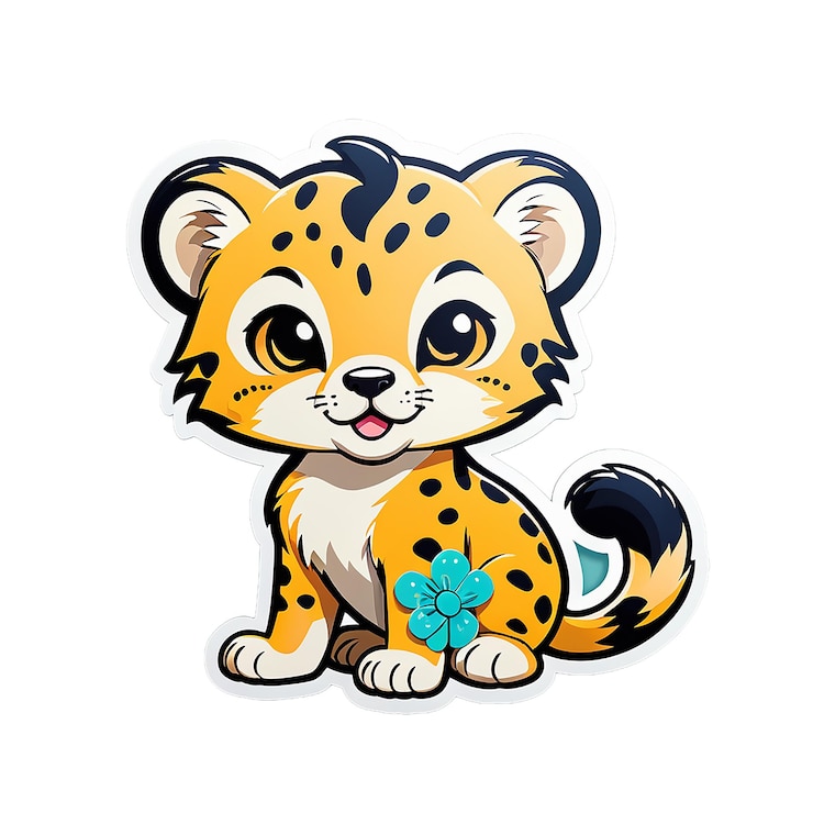 PSD cute cheetah sticker decal