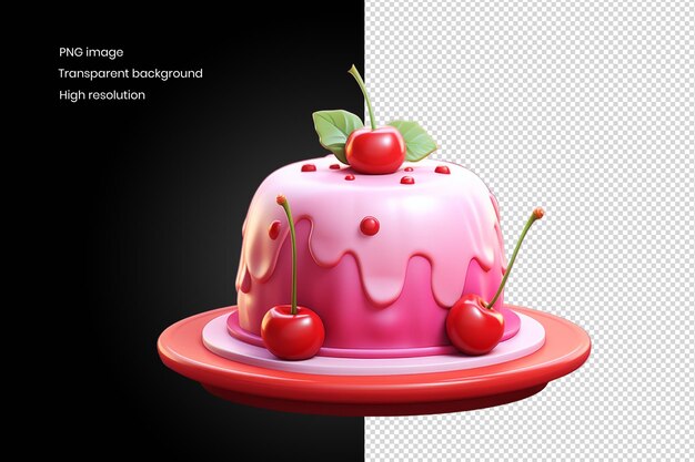 PSD cute cherry cake 3d