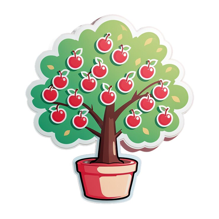PSD cute cherry tree sticker decal