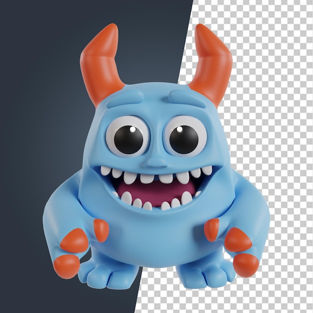 Cute chibi monster 3d render image