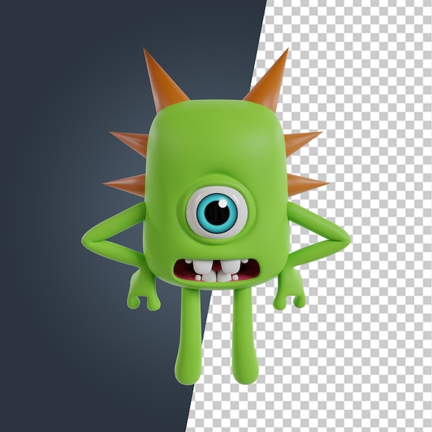 PSD cute chibi monster 3d render image