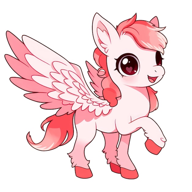 PSD cute chibi pink pegasus