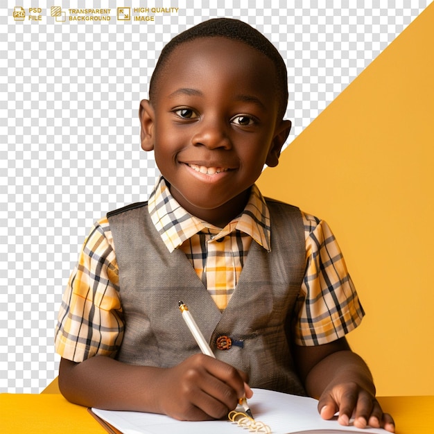 PSD cute child on study on transparent background