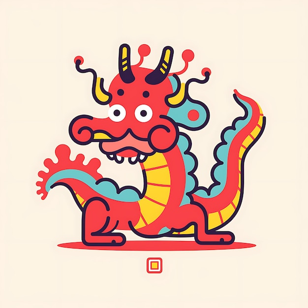 PSD chinese new year dragon flat vector graphic cute simple minimal freepik svg