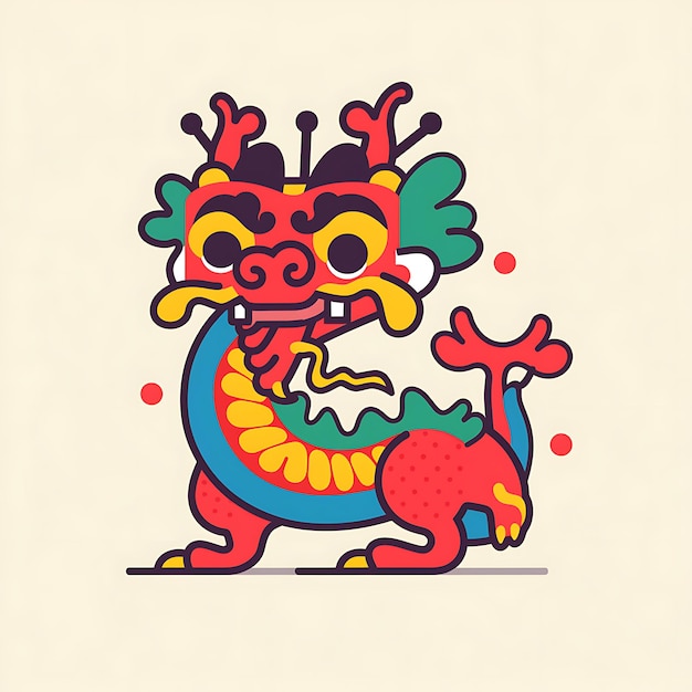 PSD chinese new year dragon flat vector graphic cute simple minimal freepik svg