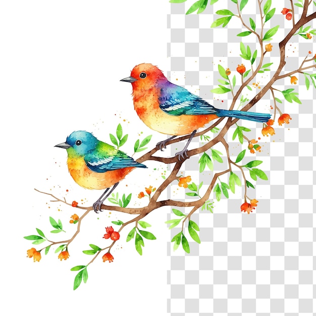 Cute Christmas Bird PNG on a Branch Festive and Charming Design with Transparent Background