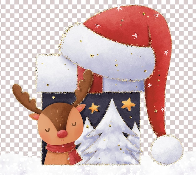 PSD cute christmas gift illustration