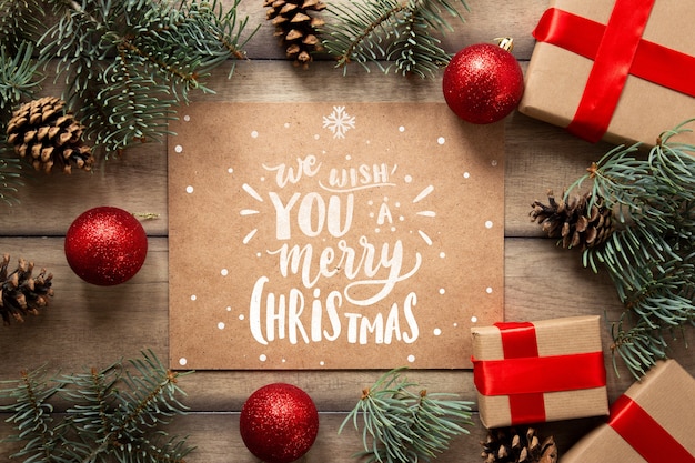 PSD cute christmas gifts with mock-up