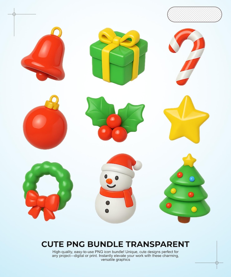 PSD 可愛的聖誕節 png 包