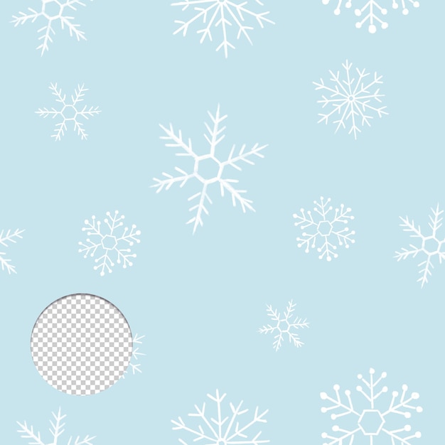 PSD cute christmas snowflake seamless pattern on light blue background