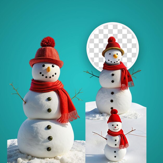 PSD cute christmas snowman illustrations