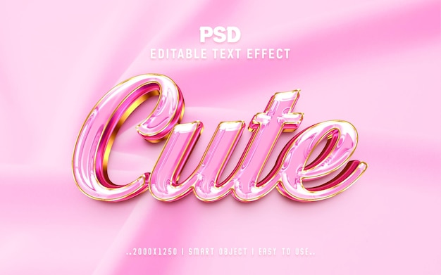 Cute Chrome 3d Editable PSD Text Effect Style