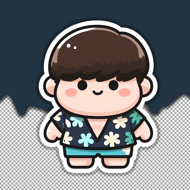 PSD cute chubby boy flat transparent sticker design