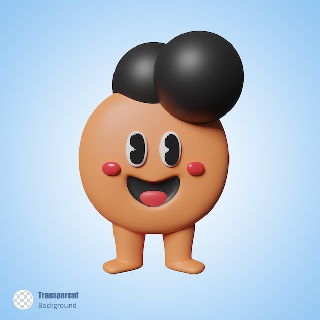 Cute circle monster with hair in 3d render design