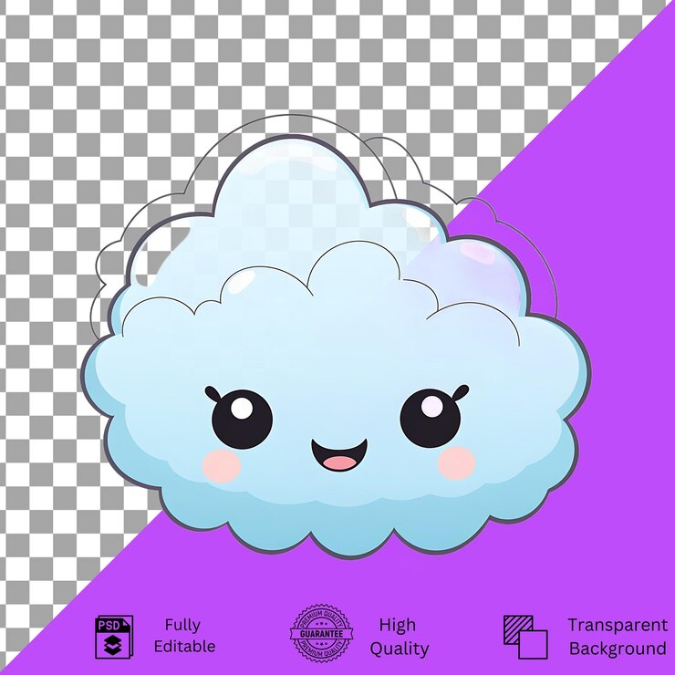 PSD cute cloud high quality editable psd and transparent background