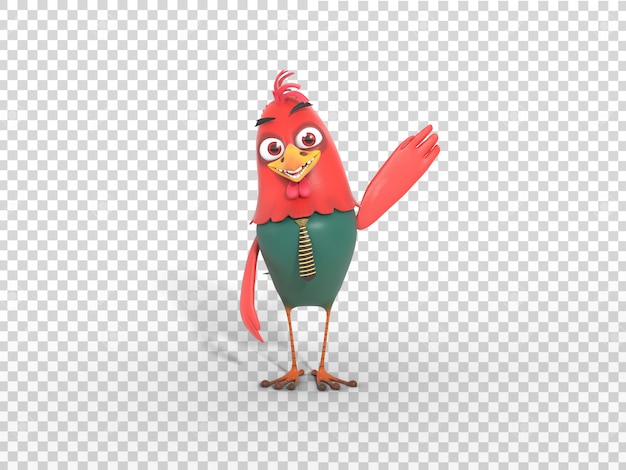cute colorful 3d character mascot illustration waving hand with transparent background