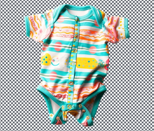 PSD cute and colorful easter egg shaped baby onesie and bodysuit set isolated on transparent background