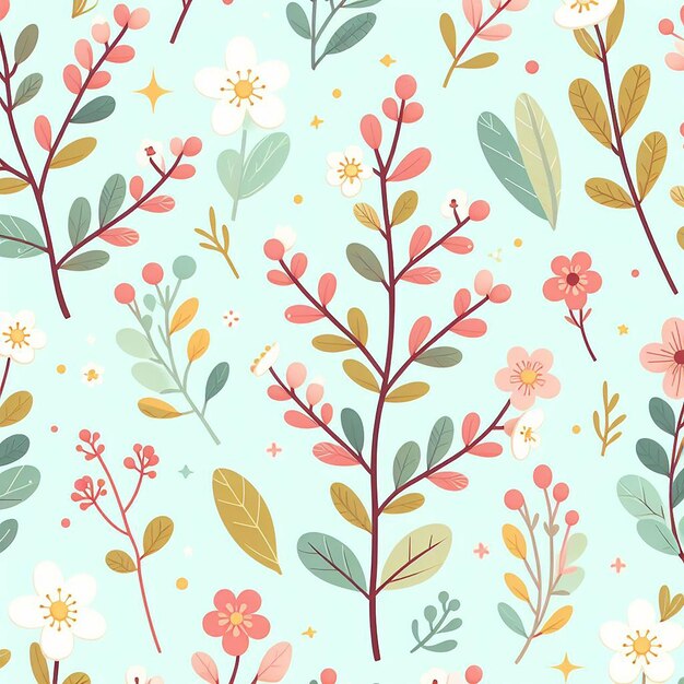 PSD cute colorful flower background seamless pattern