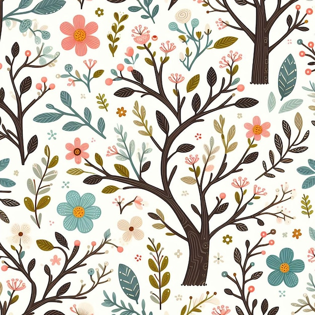 PSD cute colorful flower background seamless pattern