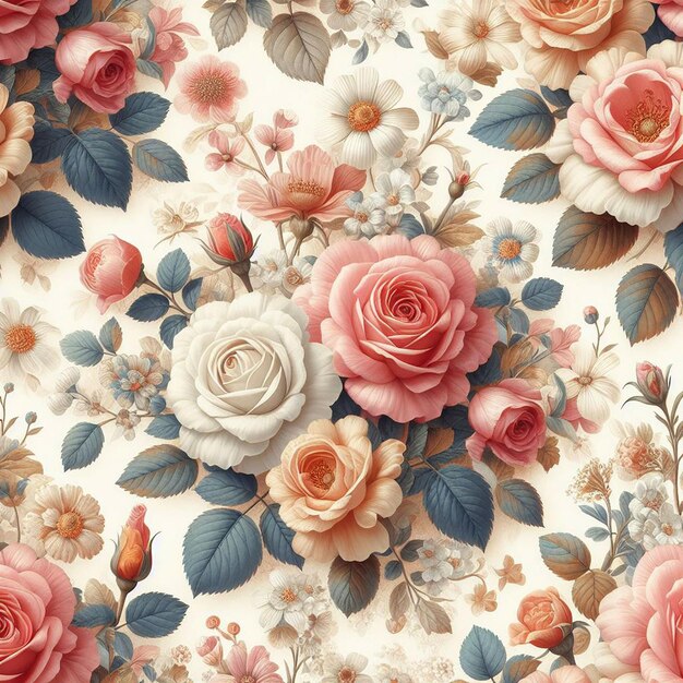 PSD cute colorful flower seamless pattern