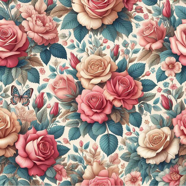 PSD cute colorful flower seamless pattern