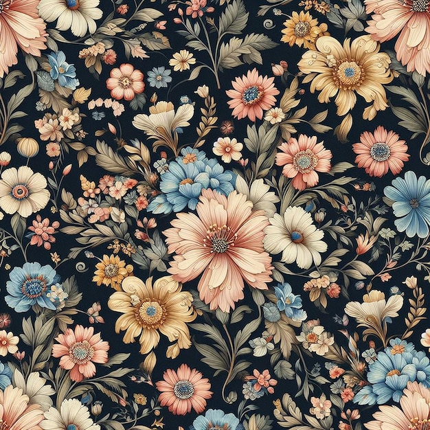 PSD cute colorful flower seamless pattern