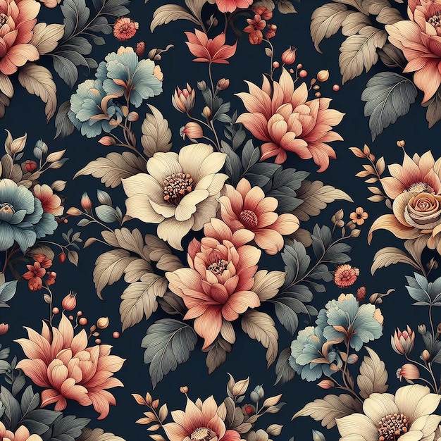 PSD cute colorful flower seamless pattern