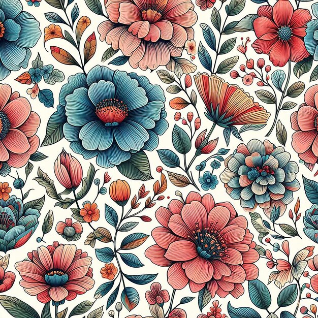 PSD cute colorful flower seamless pattern