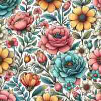 PSD cute colorful flower seamless pattern