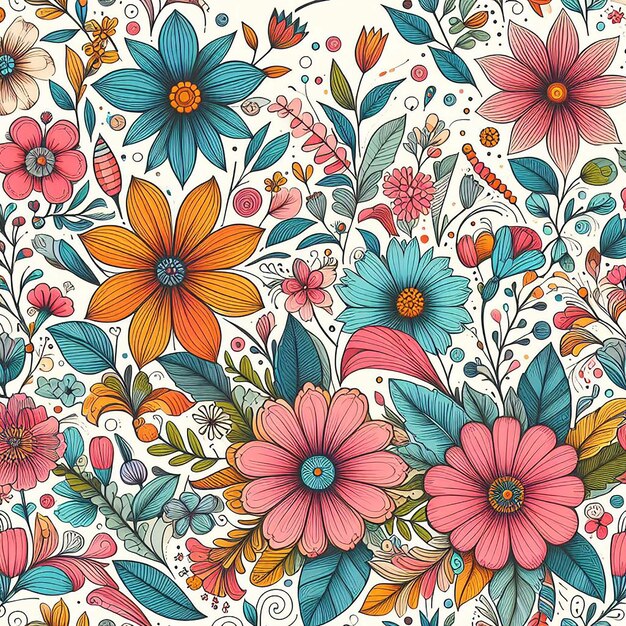 PSD cute colorful flower seamless pattern