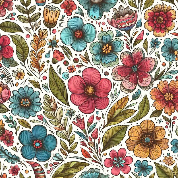 PSD cute colorful flower seamless pattern