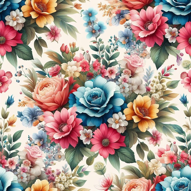 Cute colorful flower seamless pattern