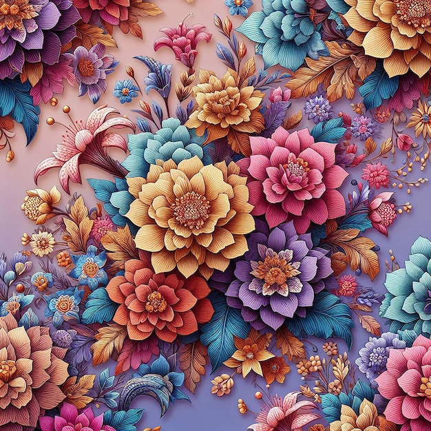 Un bel disegno senza cuciture di fiori colorati