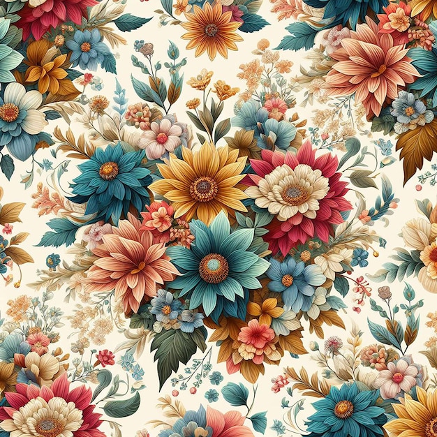 cute colorful flower seamless pattern