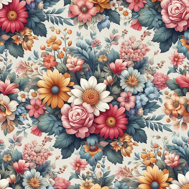 PSD cute colorful flower seamless pattern