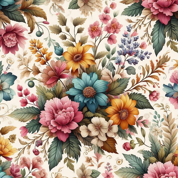 PSD cute colorful flower seamless pattern