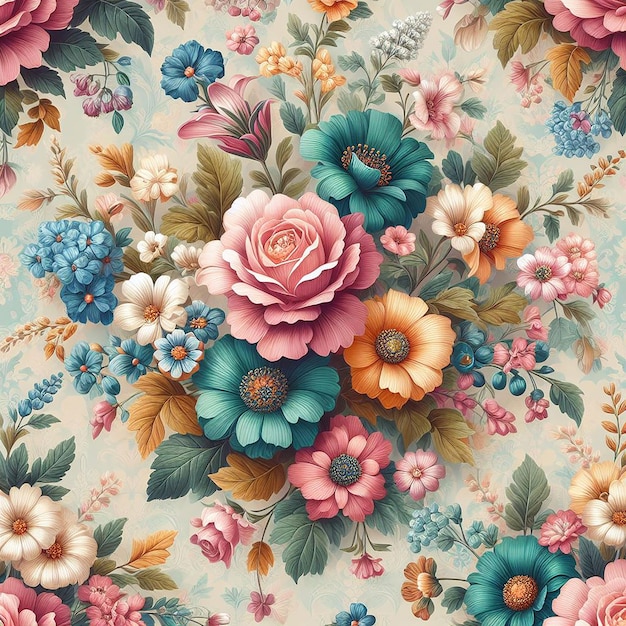 cute colorful flower seamless pattern