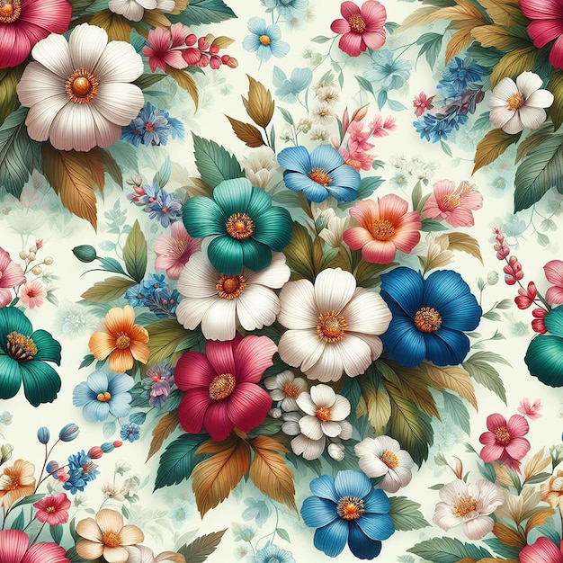 cute colorful flower seamless pattern