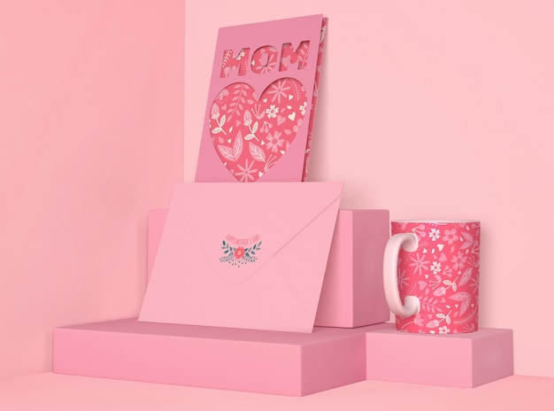 PSD cute composition for mother's day mock-up