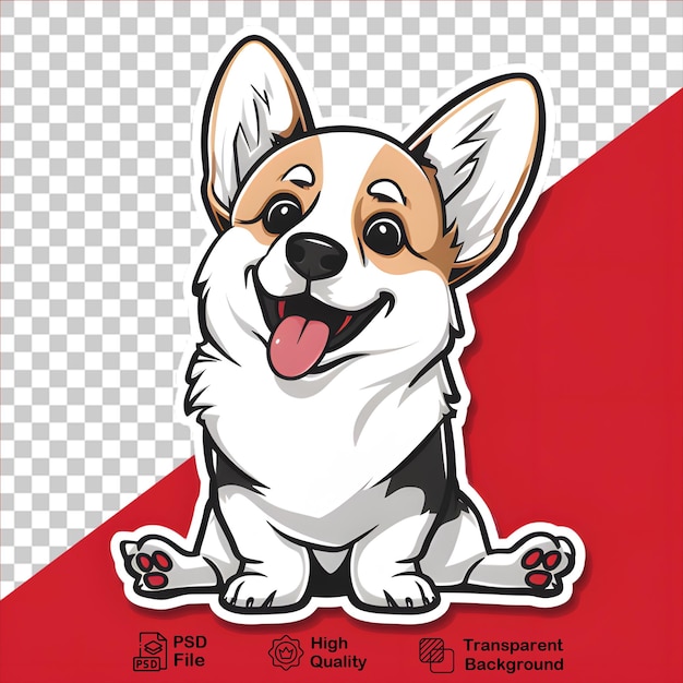 PSD 투명한 배경에 고립된 귀여운 corgi 스티커 png 파일을 포함합니다.