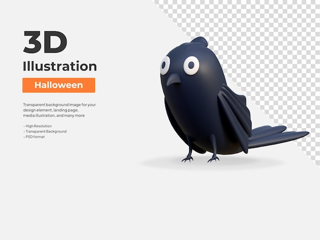 Cute crows halloween 3d icon illustration